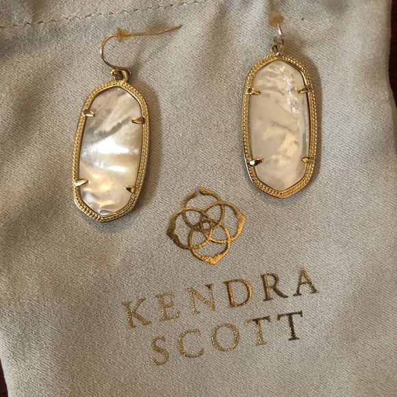 Elle Gold Drop Earrings in Ivory Pearl - Picture 3 of 4